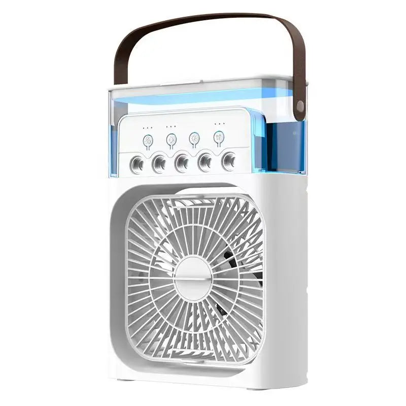 Multifunktionaler 3-in-1-Tischventilator, tragbarer Mini-Luftkühler, USB-Luftbefeuchter, Kühlventilator mit LED-Nachtlicht für Zuhause und Büro